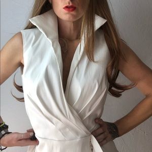 JULIANA White Sleeveless Blouse With Collar size 4